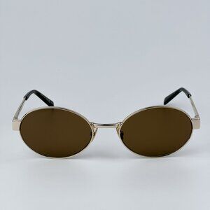 Saint Laurent SL692 004 BRAND NEW Sunglasses Gold Brown Oval Women
